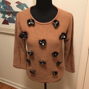 Tory Burch Embellished Pullover Scoop Neckline Size S